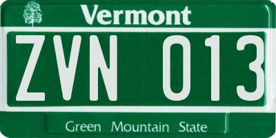 VT license plate ZVN013