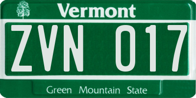 VT license plate ZVN017