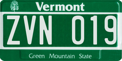VT license plate ZVN019