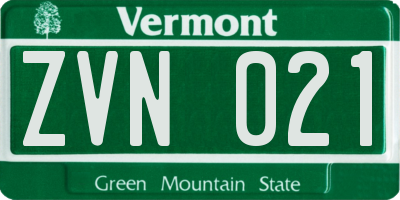 VT license plate ZVN021