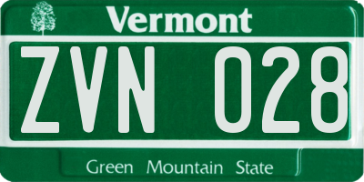 VT license plate ZVN028