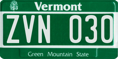 VT license plate ZVN030