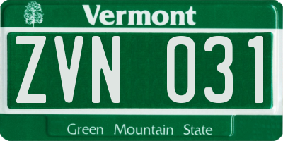 VT license plate ZVN031
