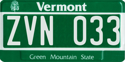 VT license plate ZVN033