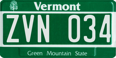 VT license plate ZVN034