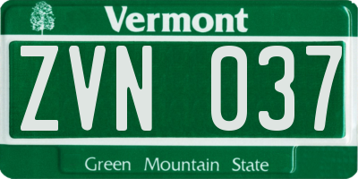 VT license plate ZVN037