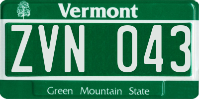 VT license plate ZVN043