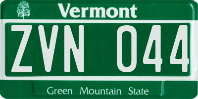 VT license plate ZVN044