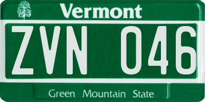 VT license plate ZVN046