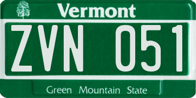 VT license plate ZVN051