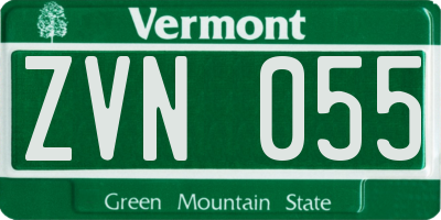 VT license plate ZVN055