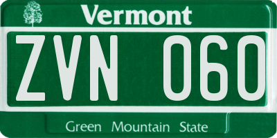 VT license plate ZVN060