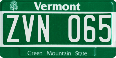 VT license plate ZVN065