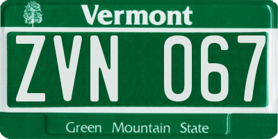 VT license plate ZVN067