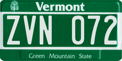 VT license plate ZVN072