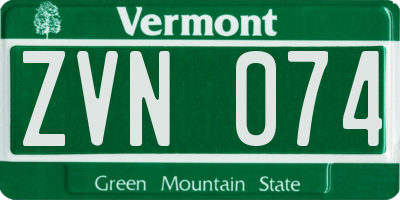 VT license plate ZVN074