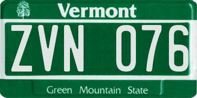 VT license plate ZVN076