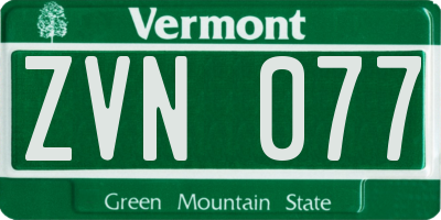 VT license plate ZVN077