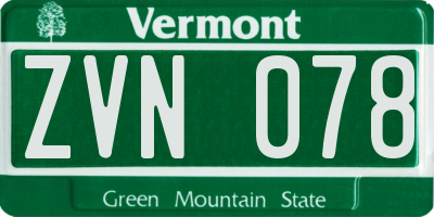 VT license plate ZVN078