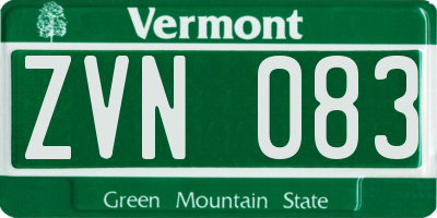 VT license plate ZVN083