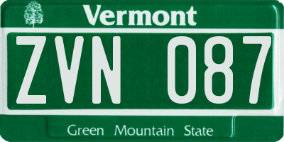 VT license plate ZVN087