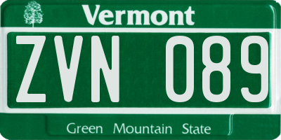 VT license plate ZVN089