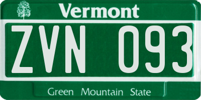 VT license plate ZVN093