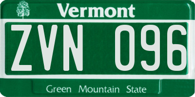 VT license plate ZVN096