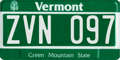 VT license plate ZVN097