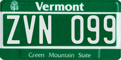 VT license plate ZVN099