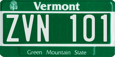 VT license plate ZVN101