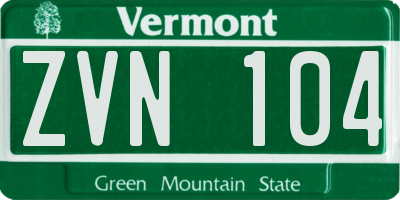 VT license plate ZVN104