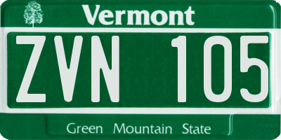 VT license plate ZVN105