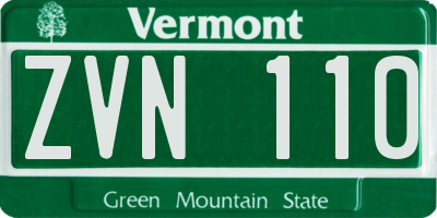 VT license plate ZVN110