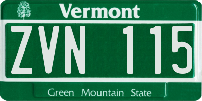 VT license plate ZVN115