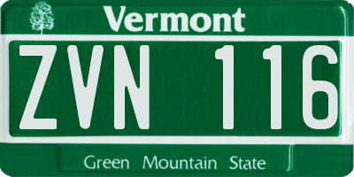 VT license plate ZVN116