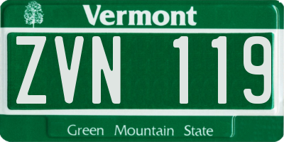 VT license plate ZVN119