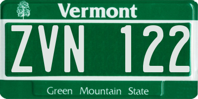 VT license plate ZVN122