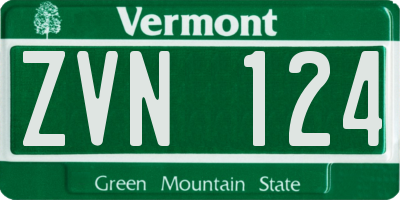 VT license plate ZVN124