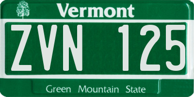 VT license plate ZVN125