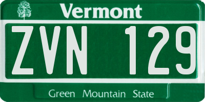VT license plate ZVN129