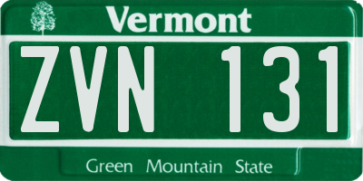 VT license plate ZVN131