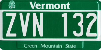 VT license plate ZVN132