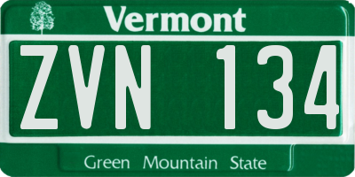 VT license plate ZVN134