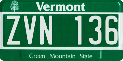 VT license plate ZVN136
