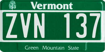VT license plate ZVN137