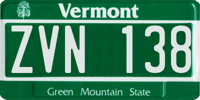 VT license plate ZVN138