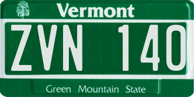 VT license plate ZVN140