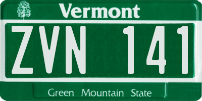 VT license plate ZVN141