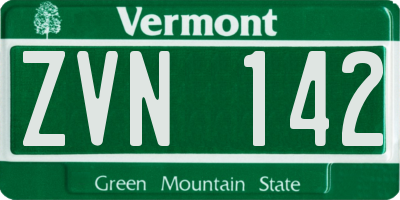 VT license plate ZVN142